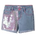 Girls Blue Sequin Denim Shorts 85169 by Billieblush from Hurleys