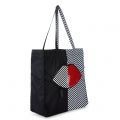 Womens Black 50:50 Lips Foldaway Shopper Bag