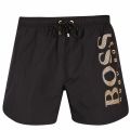 Mens Black/Gold Metallic Logo Swim Shorts 51743 by BOSS from Hurleys