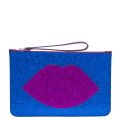 Womens Blue/Pink Glitter Lip Grace Clutch 27810 by Lulu Guinness from Hurleys