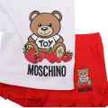 Girls White/Poppy Red Toy Strawberry T Shirt + Short Set 107665 by Moschino from Hurleys