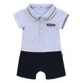 Baby Pale Blue Pique Polo Romper 55895 by BOSS from Hurleys