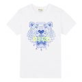 Boys White/Blue Neon Iconic Tiger S/s T Shirt 53698 by Kenzo from Hurleys