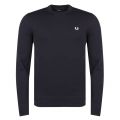 Mens Navy Crew Neck Knitted Jumper 35034 by Fred Perry from Hurleys