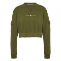Womens Olive Utility Crop Sweat Top