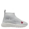 Womens Silver Glitter Knit Sock Trainers 53155 by Love Moschino from Hurleys
