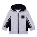 Toddler Grey Marl Logo Tape Hooded Zip Through Sweat Top 95996 by BOSS from Hurleys