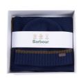 Mens Navy Cromer Beanie & Scarf Set 79379 by Barbour from Hurleys