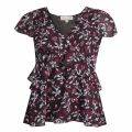 Womens Black/Maroon Flounce Neck S/s Top 31088 by Michael Kors from Hurleys