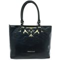 Womens Black Stitch Patterned Shopper Bag
