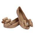 Kids Tan Ultragirl Foil Bow Shoes (13-1) 110890 by Mini Melissa from Hurleys