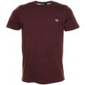 Mens Mahogany Marl Crew Neck S/s Tee Shirt 12149 by Fred Perry from Hurleys
