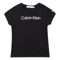 Girls Black Silver Logo Slim S/s T-Shirt 103507 by Calvin Klein from Hurleys