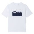 Boys White Split Logo S/s T Shirt 91343 by BOSS from Hurleys