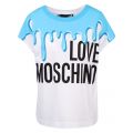 Womens White/Turquoise Drip Logo S/s T Shirt 57943 by Love Moschino from Hurleys