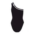 Womens Black One Shoulder Ribbed Swimsuit 56233 by Calvin Klein from Hurleys