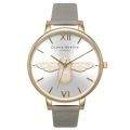 Womens Grey Gold & Silver Animal Motif Moulded Bee Watch