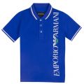 Boys Bright Blue Vertical Logo S/s Polo Shirt 37985 by Emporio Armani from Hurleys