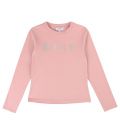 Girls Pink Shiny Logo L/s T Shirt 45368 by DKNY from Hurleys