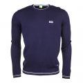 Mens Navy Rime Crew Neck Knitted Jumper 68369 by BOSS Green from Hurleys
