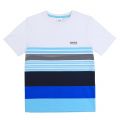 Boys White/Blue Gradient Stripe S/s T Shirt 84551 by BOSS from Hurleys