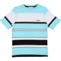 Boys Turquoise Striped Logo S/s T Shirt 38334 by BOSS from Hurleys