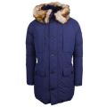 Mens Navy Fur Hood Down Parka Coat 11086 by Armani Jeans from Hurleys