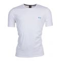 Boss Mens White & Blue Embroidered Logo Lounge S/s Tee Shirt 10693 by BOSS from Hurleys