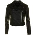 Womens Black Faux Leather Biker Jacket 58996 by Armani Jeans from Hurleys