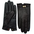 Womens Black Avia Bow Leather Gloves