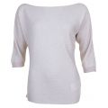 Womens Beige Ribbed Knitted Jumper