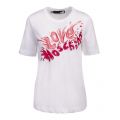 Womens White/Pink Splash Logo S/s T Shirt 85865 by Love Moschino from Hurleys