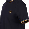 Mens Navy/Blue/Gold Twin Tipped S/s Polo Shirt 107954 by Fred Perry from Hurleys