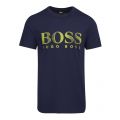 Mens Navy/Lime Beach Regular Fit S/s T Shirt 81281 by BOSS from Hurleys
