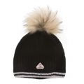 Womens Black Aboa Fur Beanie Hat 32209 by Pyrenex from Hurleys