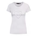 Womens Optical White Jewel Heart Slim Fit S/s T Shirt 43078 by Love Moschino from Hurleys