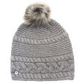 Womens Steel Heather Cable Knit Oversized Beanie Hat