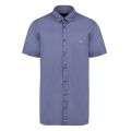 Casual Mens Mid Blue Magneton_1 Stretch S/s Shirt 56956 by BOSS from Hurleys