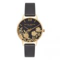 Womens Black & Gold Lace Detail Midi Dial Watch 72911 by Olivia Burton from Hurleys