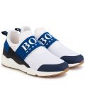 Boys Blue Logo Elastic Trainers (30-41) 106235 by BOSS from Hurleys