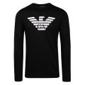 Mens Black Branded Eagle L/s T Shirt 55579 by Emporio Armani from Hurleys