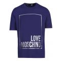 Mens Electric Blue Textured Foil Regular Fit S/s T Shirt 43148 by Love Moschino from Hurleys