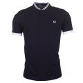 Mens Navy Bomber Collar Pique S/s Polo Shirt 71452 by Fred Perry from Hurleys