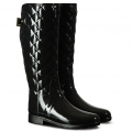 Hunter Boot Womens Black Refined Gloss Quilted Tall Wellington