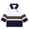 Toddler White/Navy Colourblock L/s Polo Shirt 91770 by BOSS from Hurleys