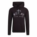 Mens Off Black Branded Hooded Sweat Top 78846 by Replay from Hurleys