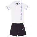 Boys White Logo S/s Polo & Shorts Set 37988 by Emporio Armani from Hurleys