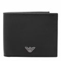 Mens Black Branded Leather Bifold Wallet 45755 by Emporio Armani from Hurleys