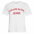 Womens Bright White/Red Institutional Curved Logo S/s T Shirt 39035 by Calvin Klein from Hurleys