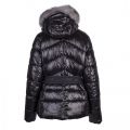 Womens Black Platinum Chromium Quilted Hooded Jacket